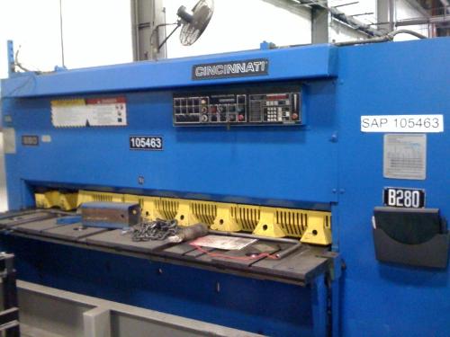 1/4" Capacity, 96" Length, 96" Squaring Arm, NO SCRAP CONVEYOR, (2) Sheet Supports, Backlighting,
