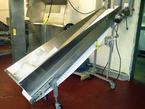 ame, 65" discharge height, 13" W X 8' L cleated intralox belt, 1" H cleats, 12" between, w/12" W