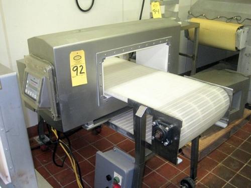 e, 18" W X 72" L s.s. frame conveyor, plastic belt, on wheels  Click for Photo