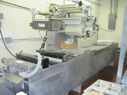 Machine w/Koch cross web labeler mdl. RS485, Mitsubishi touch screen controls, 16 3/8" between