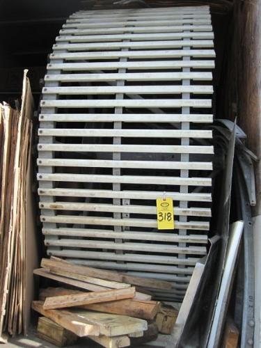 mesh overlay, 352' belt length, 9 tiers, 3 3/8" product clearance, disassembled, on storage trailer