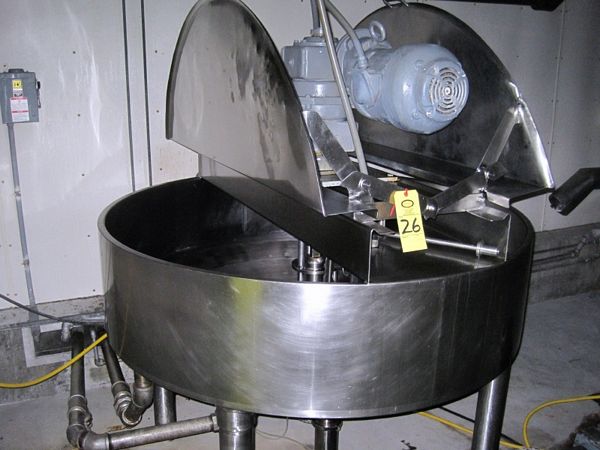 r, Ser. #3529-P, all s.s., double scrape agitation, w/piping to valves, 62" Diam., 100 gal. normal