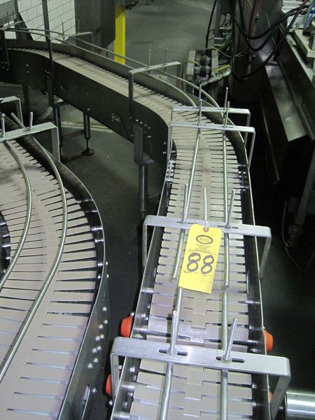 W X 22' L, 11' to left turn, 11' to end (thru wall) to taper, adjustable legs, w/1 h.p. drive,