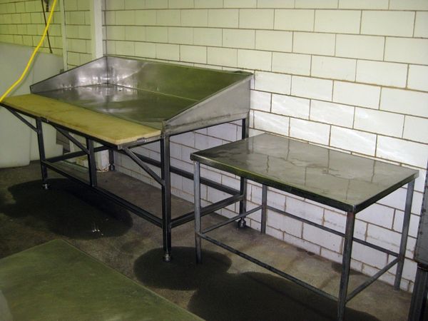l legs, (1) S.S. Table, 42 X 70, 12" poly top & (1) S.S. Table Top, mild steel legs, Rigging Quote