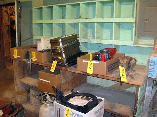 orage bins, bottom shelf & vise mounted