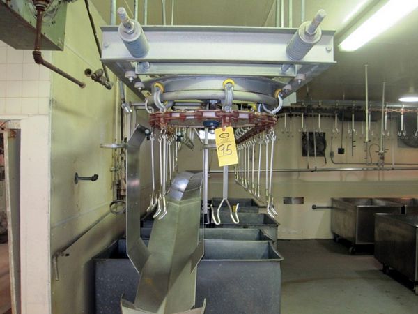 k, 12" centers, single drive, 3 h.p. variable speed drive, approx. 125 ft of rail, includes