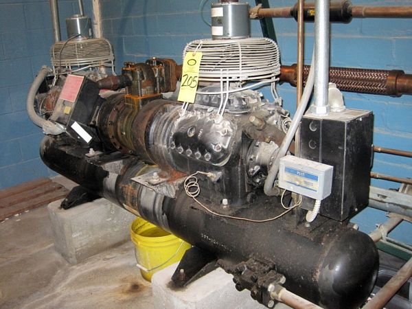 Package w/dual compressors, Ser. #80L21240A, on 10" Diam. X 7' L horizontal tank, w/8" X 21"