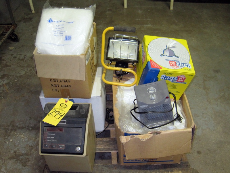 e of Disposable Bouffants, Case of Disposable Lab Coats, Box-O-Rags & Portable Heater