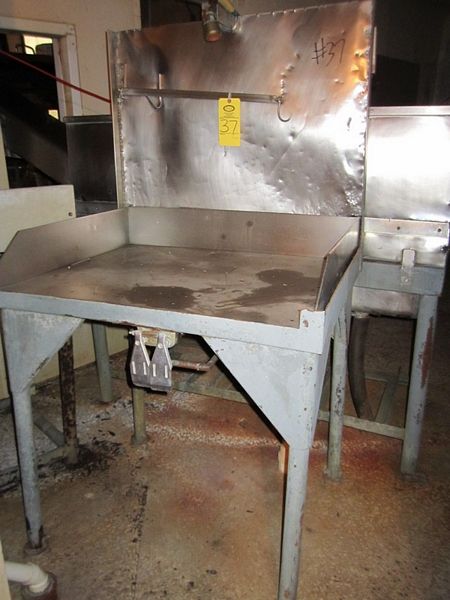" W X 36" L, S.S. Sorting Station on steel legs, 36" W X 30" L w/shower head, S.S. Sorting Station
