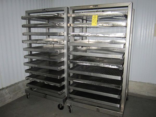 10-shelves, 34" W X 38" L w/perforated trays