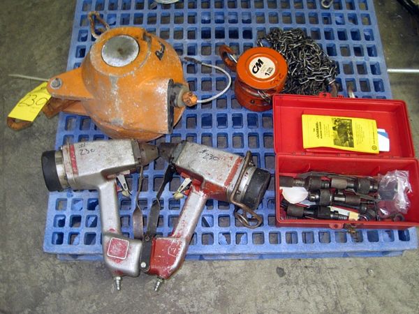 er, CM 1-Ton chain Hoist, (2) Pneumatic Stunner Guns, Shermer Stunner Parts