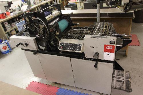 Press, S/N. 414879; 13" x 17"; 2 Color; with Swing-Away T-51 Head, Chain Delivery