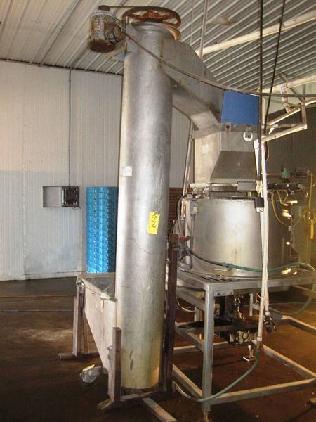 or/Destoner, s.s., approx. 12' Tall X 13" W X 16" L pneumatic slide gate feed hopper      [Located