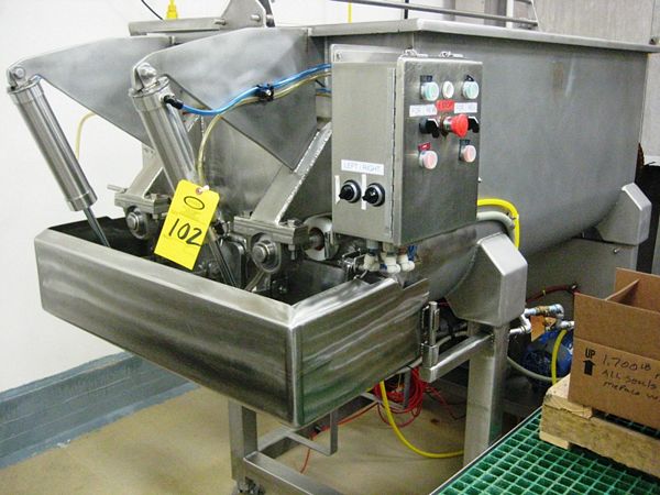 harge, redesigned front to have sanitary removable door and shaft seals, dual 5 h.p. w/spare gearbox