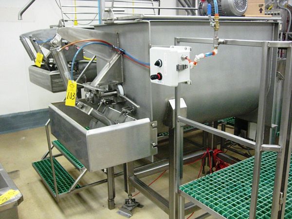 front end discharge, VFD Drive, tub size 4' L X 28" W X 33" D w/load cells and GSE read-out,