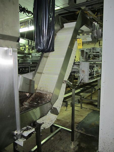 ed intralox belt, 3" H flights, spaced 12", 88" discharge height, hydraulic drive