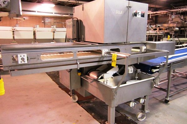 0, 24" W X 8' L plastic belt conveyor, 496- 1mm needles, brine tank w/roto screen filter, inline
