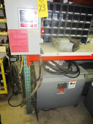 sformer, 480 H.V. 75 KVA, 90 AMPS, 208/120 L.V., 208 Amps w/Approx. 50' Cord & (2) Disconnect Boxes