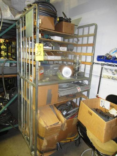 nduit, Work Bench w/contents, Wire, Vise, 3-Drawer File Cabinet, etc.