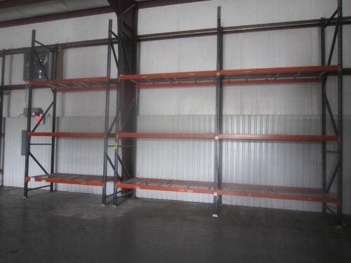 ) 7 Uprights 16' T X 42" W, 24 Crossbeams 8' L, 24  Wire Rack Shelves 46" L X 43" W