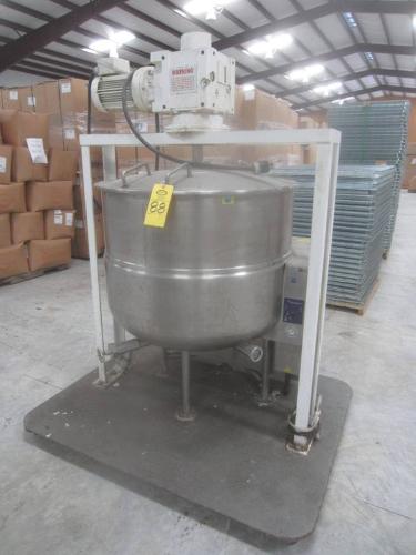 cketed Kettle, 100 gal. cap., Hockmeyer Mdl. STAZX4377A top mounted mixer on 2 h.p. motor, Ser. #