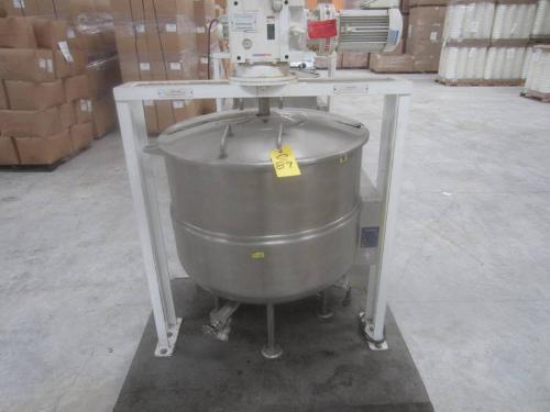 cketed Kettle, 100 gal. cap., Hockmeyer Mdl. STAZX4377A top mounted mixer on 2 h.p. motor, Ser. #