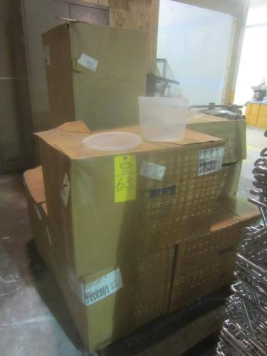 E Clear Plastic Pails, 8 1/4 in diam. top, 6 1/2 in D, w/some lids