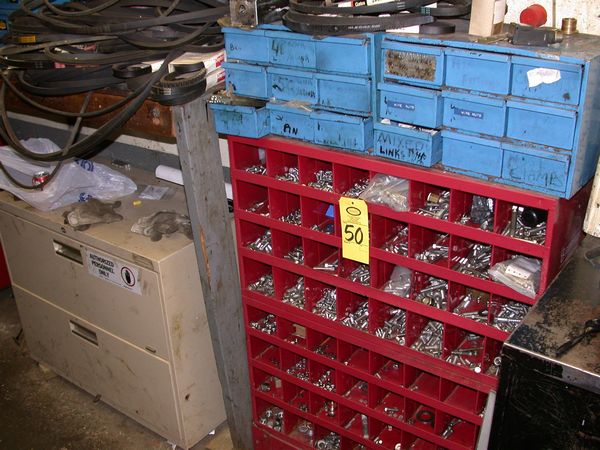 ts w/fitting, misc. belts, lot of misc. sprockets on wall
