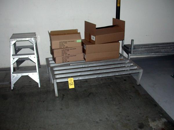 uminum Ladder, (2) S.S. Racks, (3) Cases 36 X 60 X .002 Natural Bags, (3) Cases 20 X 30 X .3 MIL