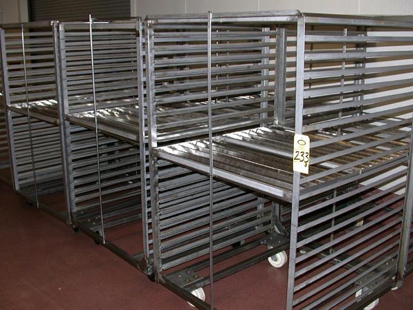 ' L, 21 shelves, 3'' between shelf, has center & top smokesticks, (28) V-Shape Smokesticks per rack