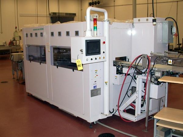 Ser. #PLT-7308-40, 480 volts, 3 phase w/Belcon Infeed Conveyor System, PLC controls