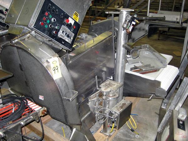 feed 7.5 h.p., 220/440 volts, 3 phase, all s.s. body & legs, w/paper sheeter, take-away conveyor,