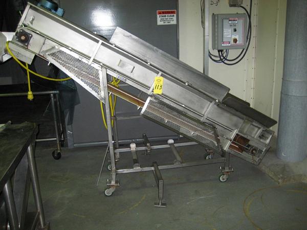 flighted belt, 16" infeed, 5' discharge height, on wheels, all s.s. frame, 1.5 h.p., 230/460