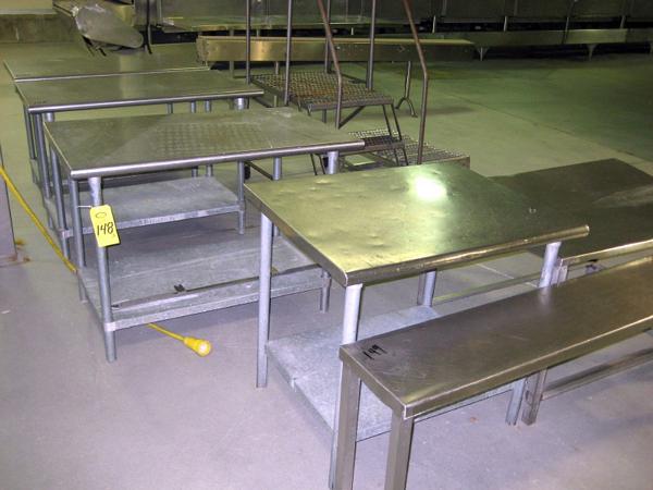 (1) All S.S. Table 31" X 45", (1) All S.S. Table 12" X 72", (1) S.S. Table Top 30" X 36"