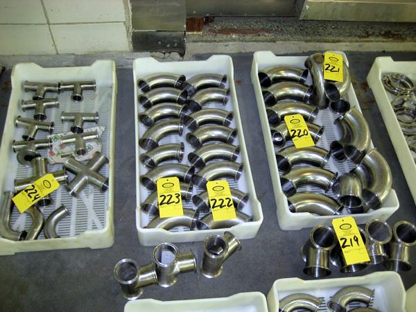 2) 2" S.S. 4-Way, (3) 1 1/2" S.S. Elbows
