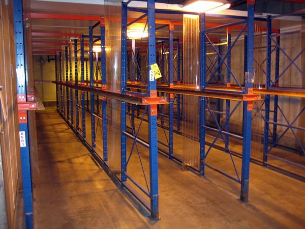holds 22 pallets, blast freezer type racking