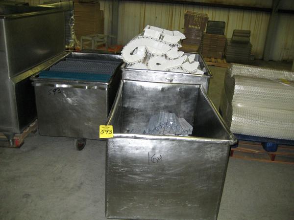 tralox Belts also (3) Pallets Misc. Intralox Belting