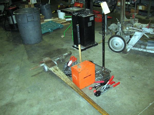 y Equipment Rollers, (1) Dayton 3/4 Ton "come along", (1) Beco " Johnson Bar", (2) Sets of Banding