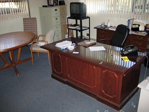 2) 4 Drawer File Cabinets, Table, (5) Chairs, Bookcase, TV, VCR