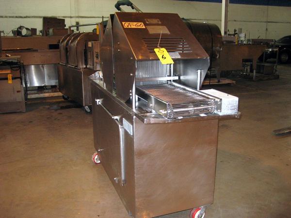 48 blades, 12" W X 73" L s.s. chain belt, on wheels, 220/460 volt, 5 h.p., missing some blades,