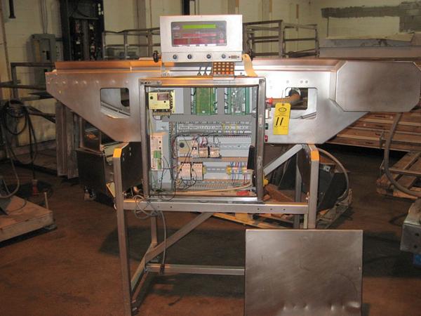 s. frame, conveyor 9" W X 75" L X 54" H, on s.s. stand, no cover for control box, missing electrical
