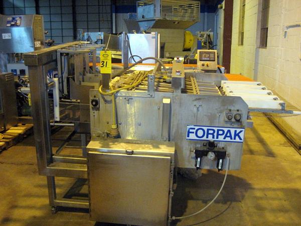 X 4' L intralox belt, out feed 28" W X 21" L chain belt, w/photo eyes, missing leg