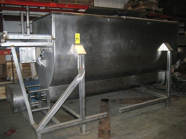 W X 125" L X 48" D, w/single ribbon agitation, 12" discharge screw conveyor, 230/460 volt, 3 phase