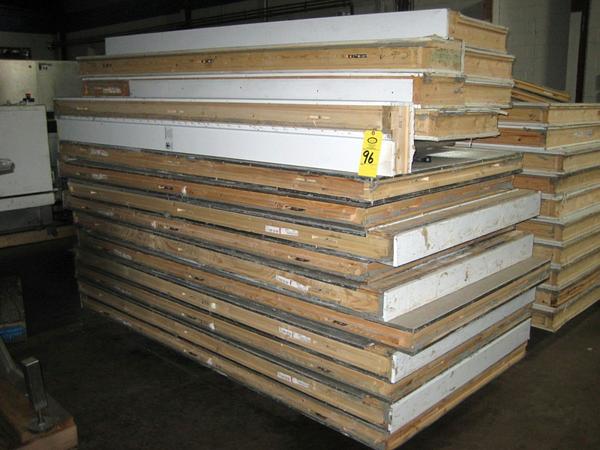 eezer, 17' W X 58' L X 8' 10" H overall, (5) front panels w/windows, (4) doors/panel, inner shelves,