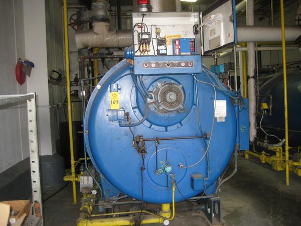 , Ser. #L-82993, max pressure 150 PSI, input 8369000 BTU, natural gas fired, 230 volts, 60 hertz,