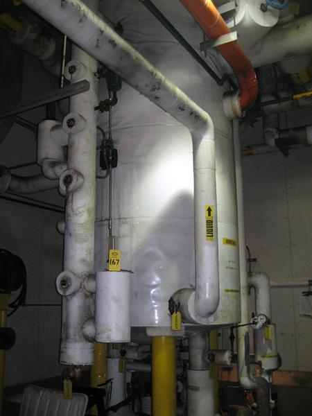tank dimensions 65" diam. X 144" H, overall dimensions w/piping 185" H ** Located In Chicago **