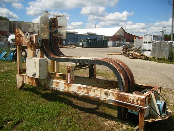 Ser. #10769, 36" rubber grip belt infeed, horizontal feed height is 36", vertical elevation of