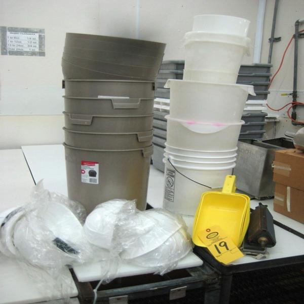 rd Hats, (9) Plastic Scoops, (9) Plastic Buckets