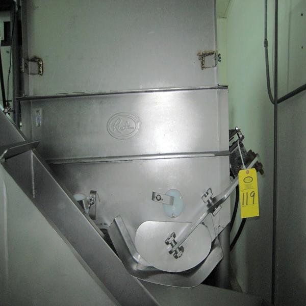 t end discharge, tub size 36" W X 5' L X 24" D on load cells, w/GE510 digital readout