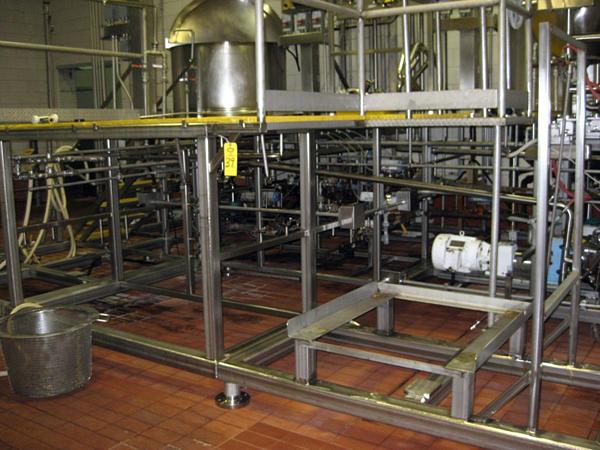 X 4" s.s. square beams, w/s.s. handrails, stairs & 12' X 12' chemgrate top